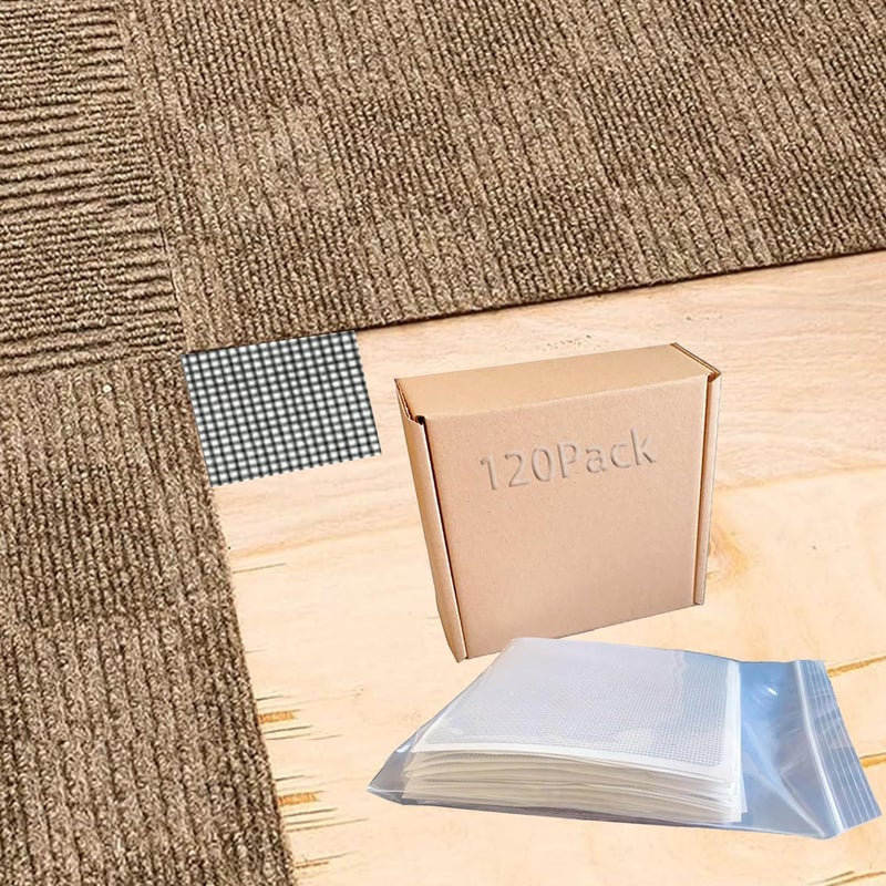 Vakerga Carpet Tile Tape, 4" x 4"Carpet Tile Adhesive Connectors Carpet Square adhesives That Creates a Floating Floor 120 tabs per Pack - Image 1